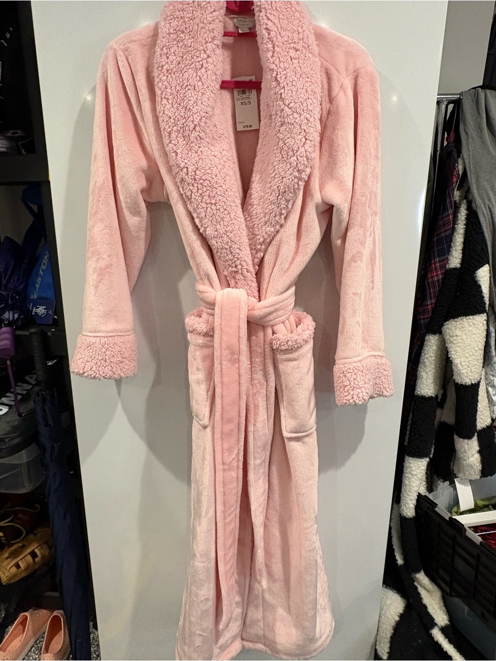 Charter Club Long Pink Fleece Robe xs/s